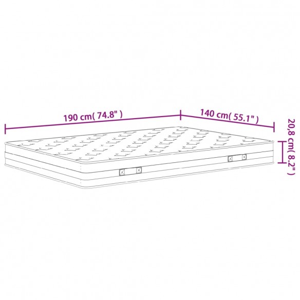 Matelas à ressorts bonnell moyen 140x190 cm