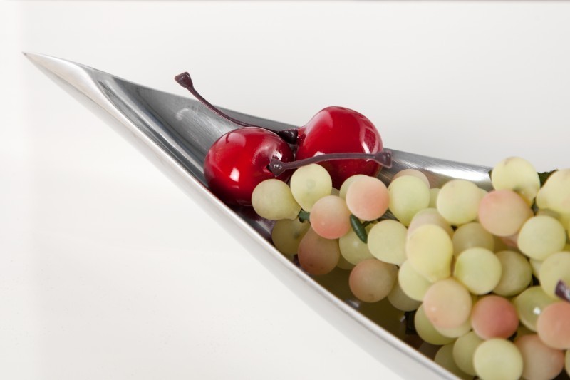 Bol de fruits décoratif 40 cm en aluminium argenté