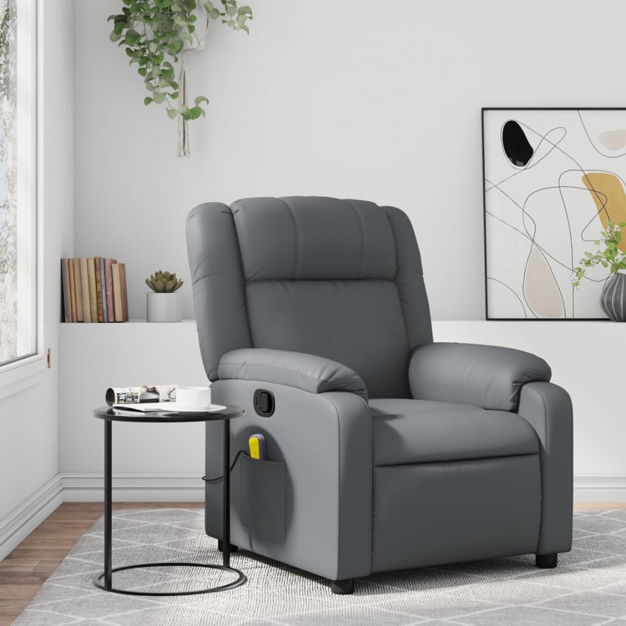 Fauteuil de massage inclinable Gris Similicuir