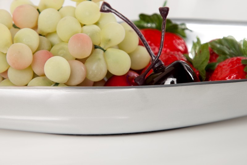 Bol de fruits décoratif 40 cm en aluminium argenté