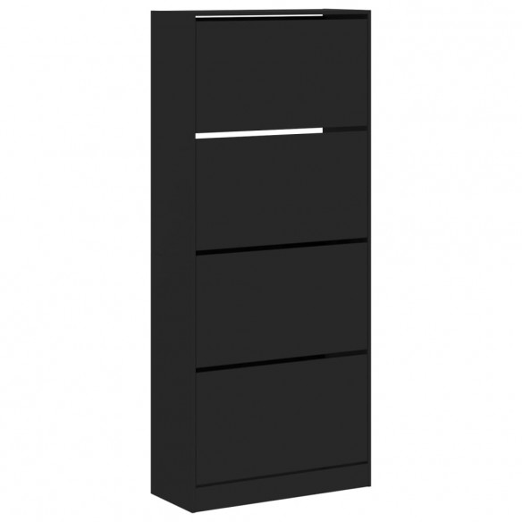 Armoire à chaussures 4 tiroirs rabattables noir 80x34x187,5 cm