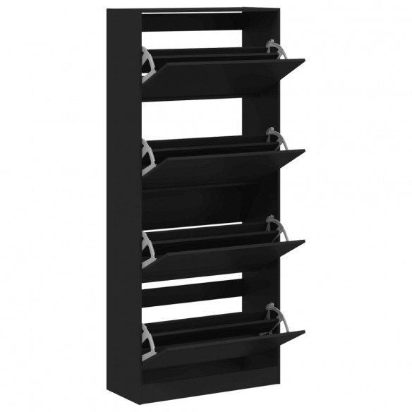 Armoire à chaussures 4 tiroirs rabattables noir 80x34x187,5 cm