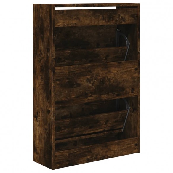 Armoire à chaussures chêne fumé 60x21x87,5 cm bois d'ingénierie