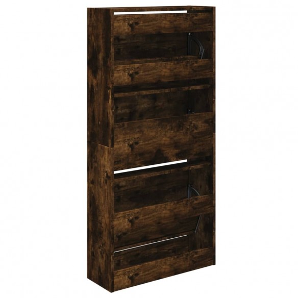 Armoire à chaussures chêne fumé 60x21x125,5 cm bois ingénierie