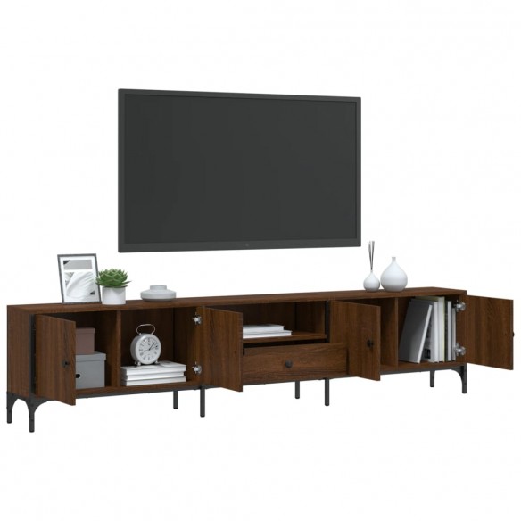 Meuble TV à tiroir chêne brun 200x25x44 cm bois d'ingénierie