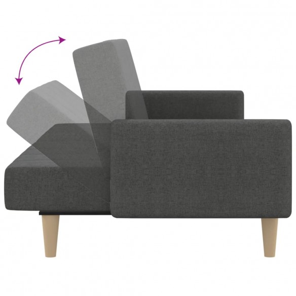 Canapé-lit à 2 places gris foncé tissu