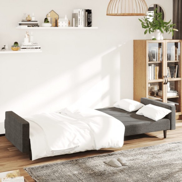 Canapé-lit à 2 places gris foncé velours