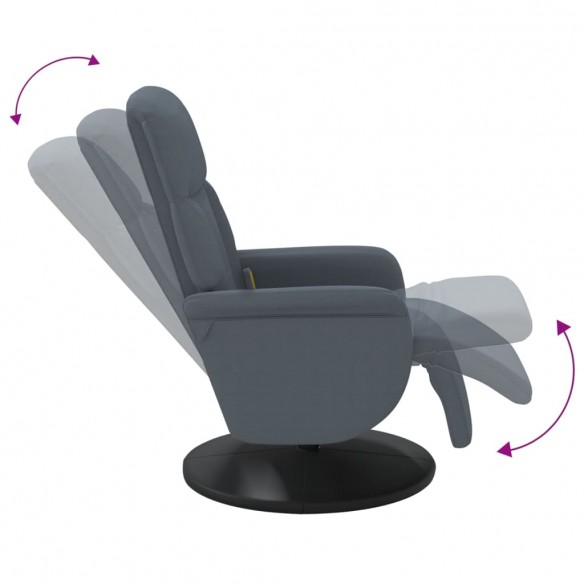 Fauteuil inclinable de massage repose-pied gris foncé velours