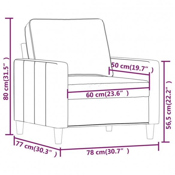 Fauteuil Gris clair 60 cm Velours