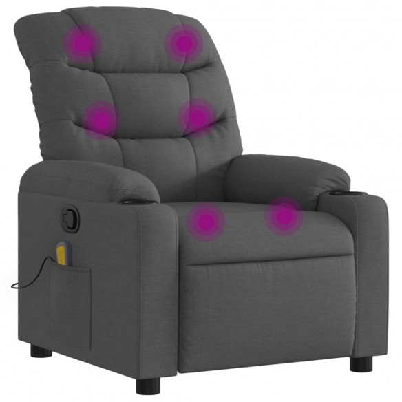 Fauteuil de massage inclinable Gris foncé Tissu