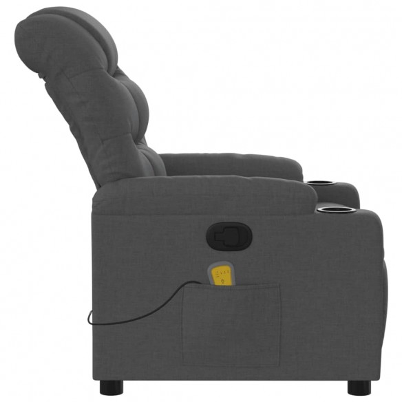 Fauteuil de massage inclinable Gris foncé Tissu