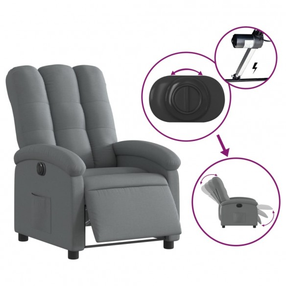 Fauteuil inclinable électrique Gris foncé Tissu