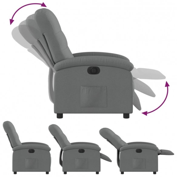 Fauteuil inclinable électrique Gris foncé Tissu