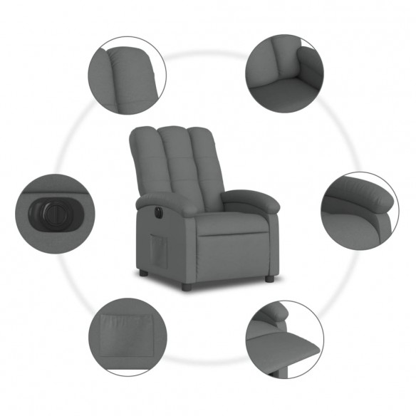 Fauteuil inclinable électrique Gris foncé Tissu