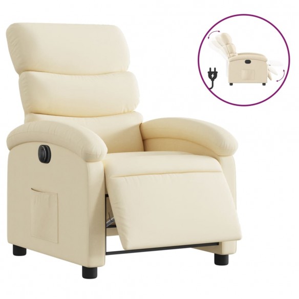 Fauteuil inclinable électrique Crème Tissu