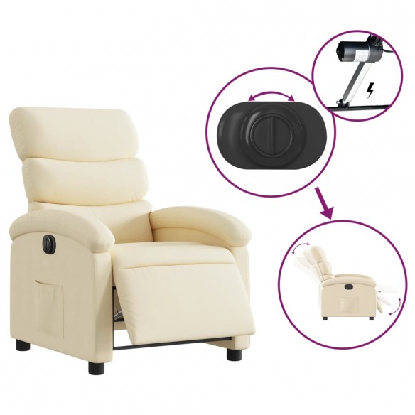 Fauteuil inclinable électrique Crème Tissu