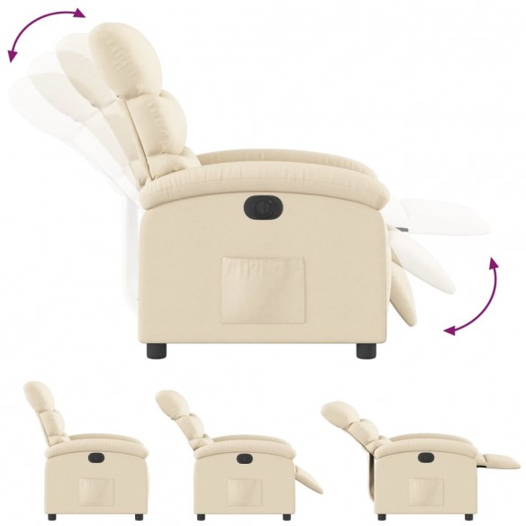 Fauteuil inclinable électrique Crème Tissu