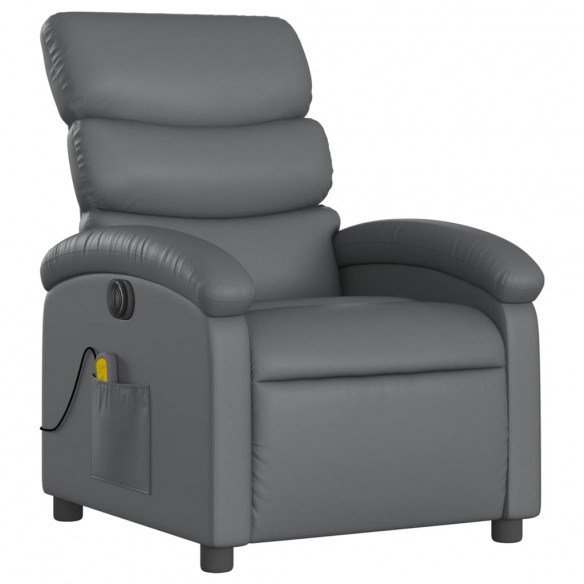 Fauteuil de massage inclinable électrique gris similicuir