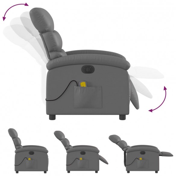 Fauteuil de massage inclinable électrique gris similicuir