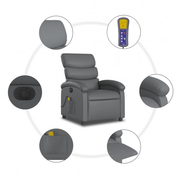 Fauteuil de massage inclinable électrique gris similicuir