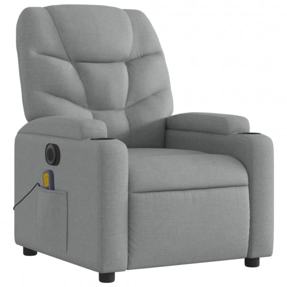 Fauteuil de massage inclinable électrique gris clair tissu