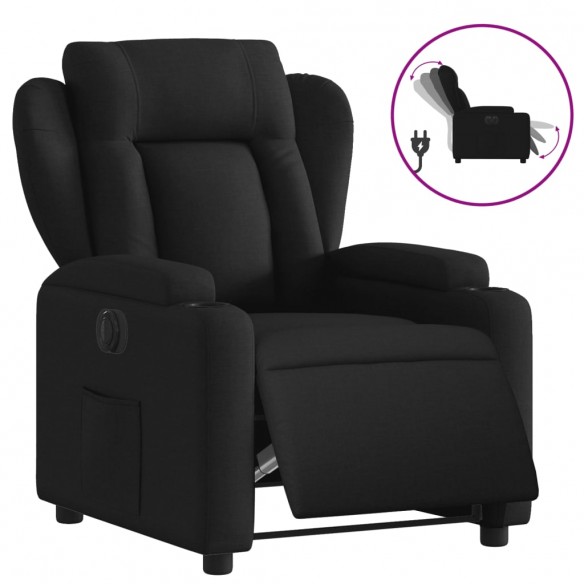 Fauteuil inclinable électrique Noir Tissu