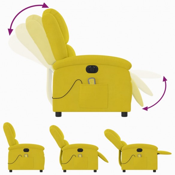 Fauteuil inclinable de massage électrique jaune velours
