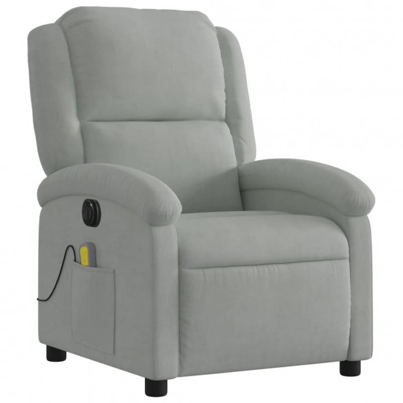 Fauteuil inclinable électrique de massage gris clair velours