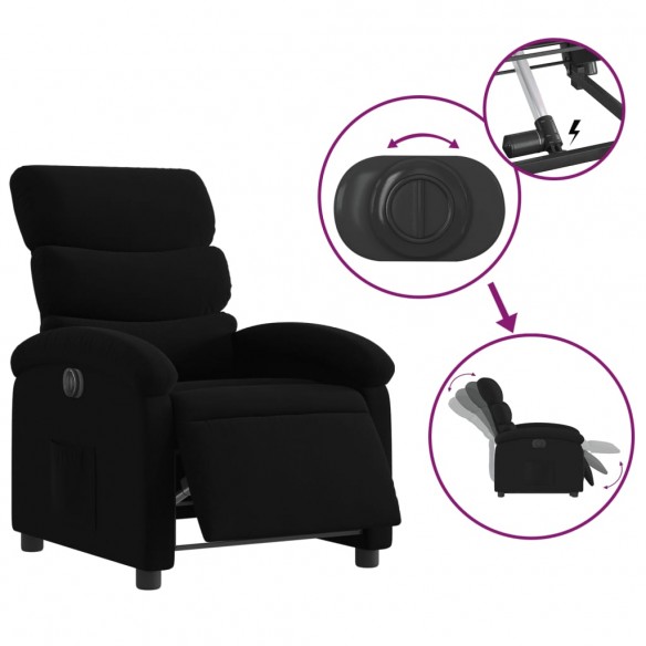 Fauteuil inclinable électrique Noir Tissu