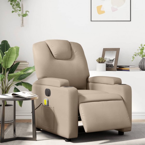 Fauteuil de massage inclinable électrique cappuccino similicuir