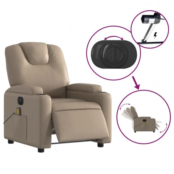 Fauteuil de massage inclinable électrique cappuccino similicuir