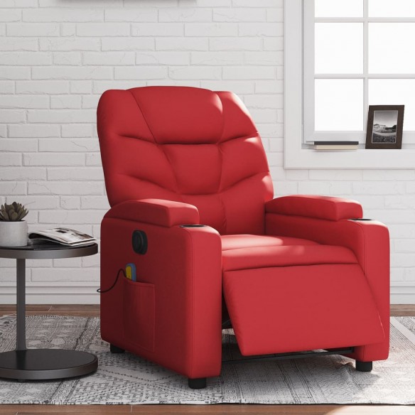 Fauteuil de massage inclinable électrique rouge similicuir