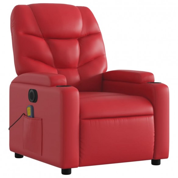 Fauteuil de massage inclinable électrique rouge similicuir