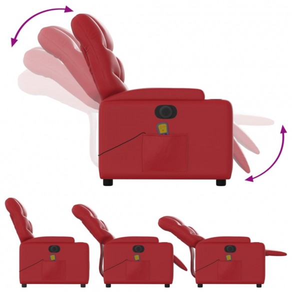 Fauteuil de massage inclinable électrique rouge similicuir
