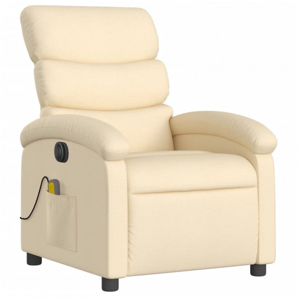 Fauteuil inclinable de massage électrique crème tissu