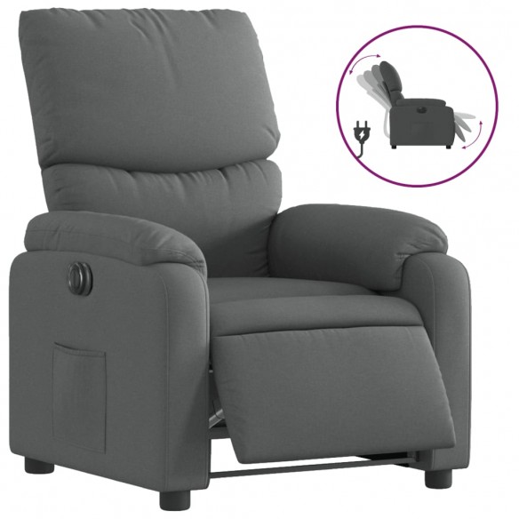 Fauteuil inclinable électrique Gris foncé Tissu