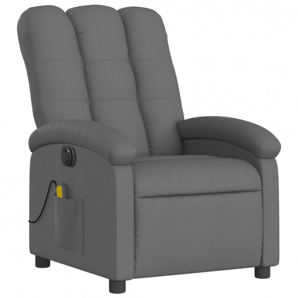 Fauteuil inclinable de massage électrique gris foncé tissu