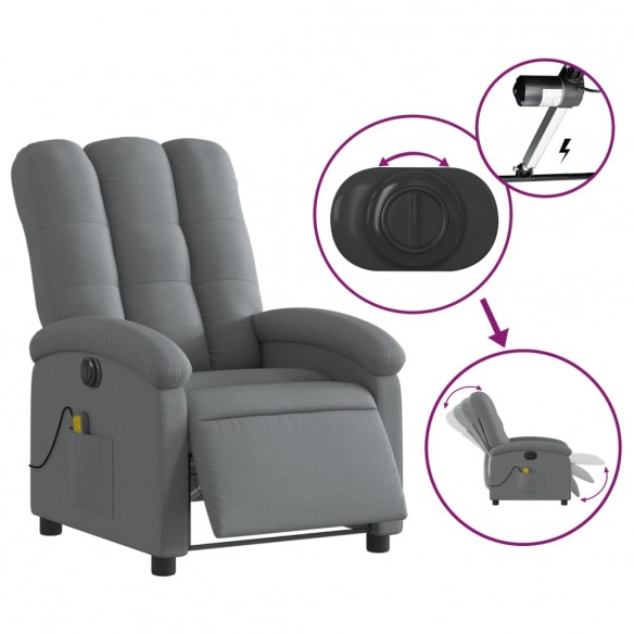 Fauteuil inclinable de massage électrique gris foncé tissu