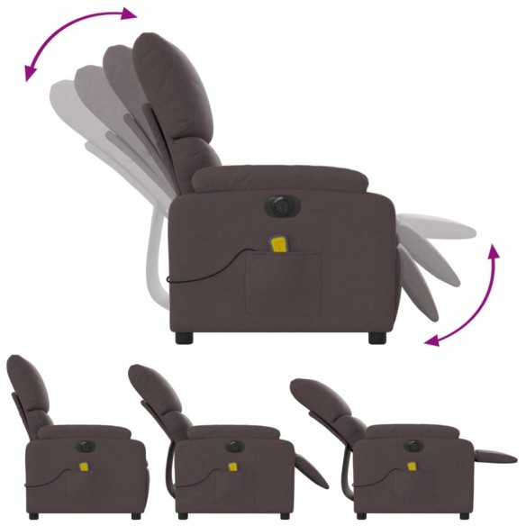 Fauteuil de massage inclinable électrique Marron foncé Tissu