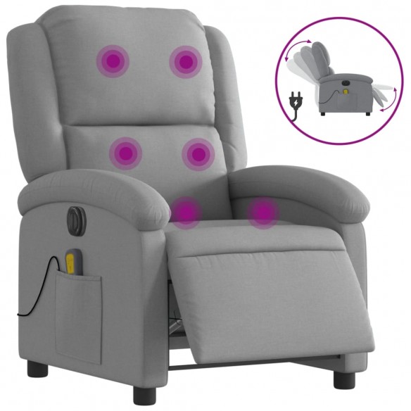 Fauteuil de massage inclinable électrique gris clair tissu