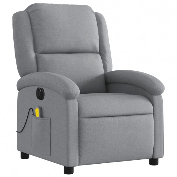 Fauteuil de massage inclinable électrique gris clair tissu