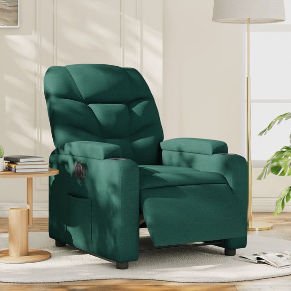 Fauteuil inclinable électrique Vert foncé Tissu