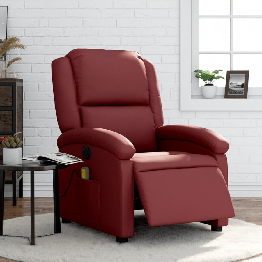 Fauteuil de massage inclinable électrique rouge bordeaux