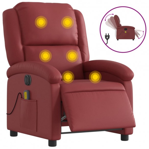 Fauteuil de massage inclinable électrique rouge bordeaux