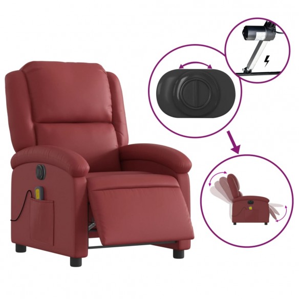 Fauteuil de massage inclinable électrique rouge bordeaux