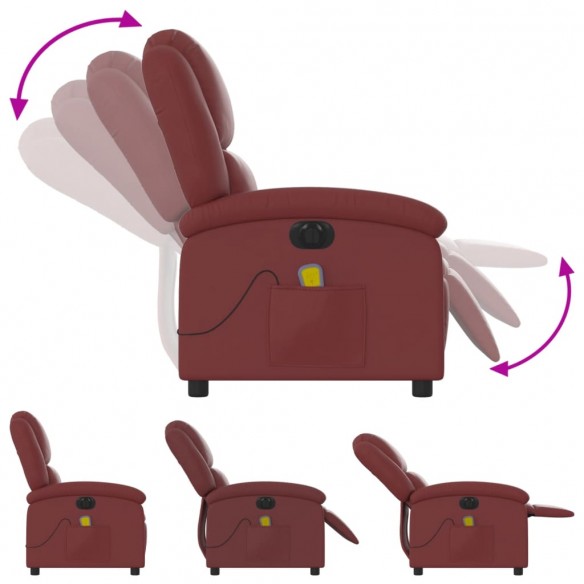 Fauteuil de massage inclinable électrique rouge bordeaux