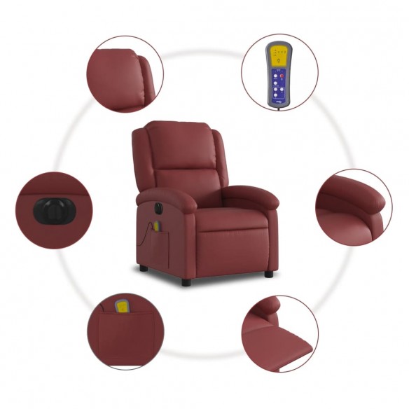 Fauteuil de massage inclinable électrique rouge bordeaux