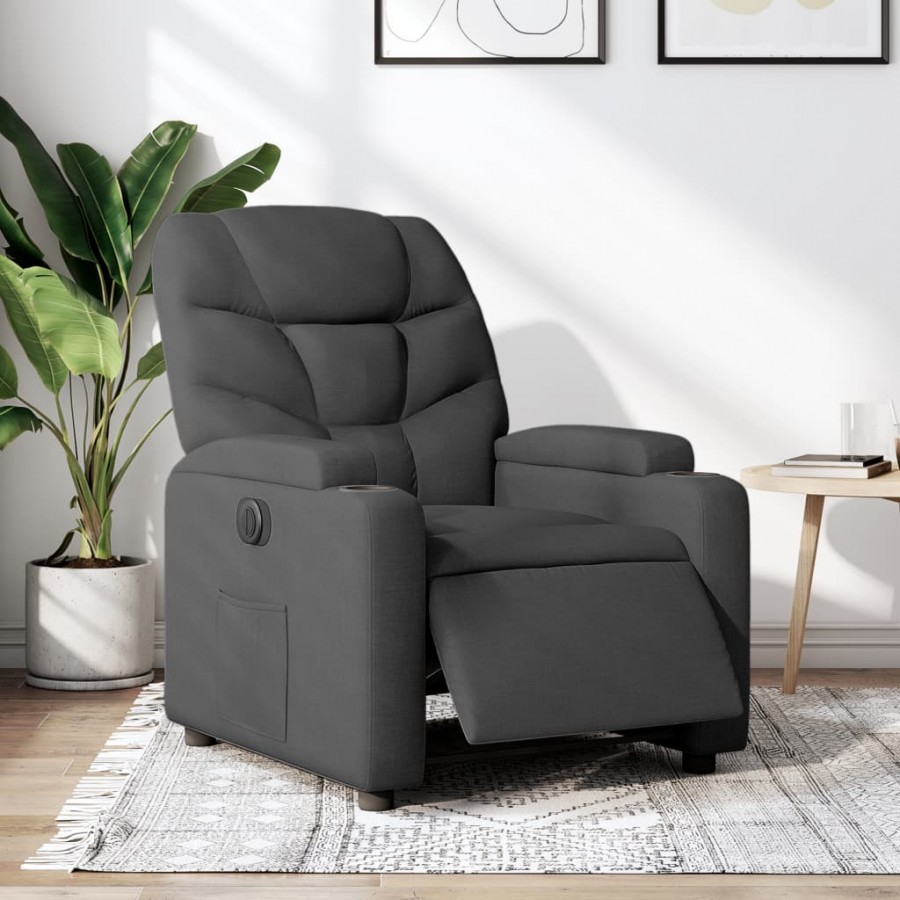 Fauteuil inclinable électrique Gris foncé Tissu