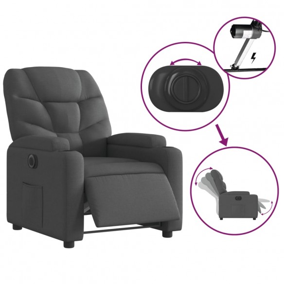 Fauteuil inclinable électrique Gris foncé Tissu