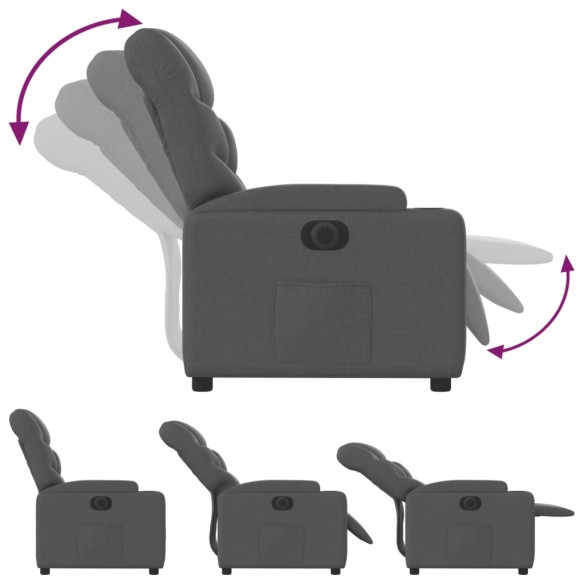 Fauteuil inclinable électrique Gris foncé Tissu